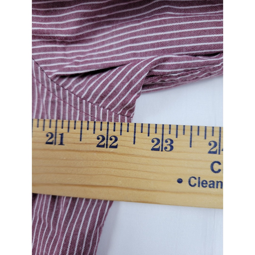 Merona Mens Shirt Medium Red Striped Button Down Long Sleeve Casual - Picture 9 of 10